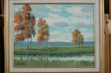 Herbert Foerster, Birch Trees by Stream, Oil on board