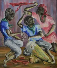 Edouard Wah, Evening Dance, Oil on canvas