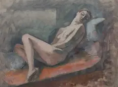 Maurice Asselin, Reclining Nude, Watercolor