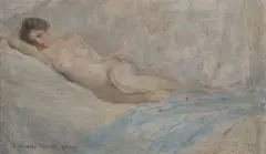 Reclining Nude by Thomas Binney Gibbs, Oil on board., sold Sep 2012