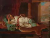 Orientalist Figure with Dog by Continental School, ORIENTALIST FIGURE WITH DOG, oil on panel., sold Sep 2012