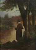 John Postle Heseltine, Fishing, Oil on board.