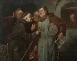 Monks with Keg by Continental School, Oil on canvas., sold Sep 2012