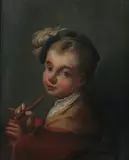 Boy with Flute by Continental School, BOY WITH FLUTE, oil on canvas, sold Sep 2012