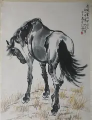 Xu Beihong, Untitled, HORSE, ink on paper scroll, signed and sealed