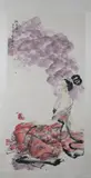 Xue Lin Xing, Untitled, LADY IN LOVE, ink and color on paper scroll. signed, sealed and dated 2010
