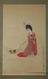 Pan Xu Zi, Untitled, COURT LADY, ink and color on paper scroll, signed and sealed