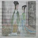Lin Feng Mian, Untitled, Meiren, ink and color on paper, signed and sealed