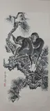 Li Yan, Untitled, MONKEYS ON TREE, ink and color on paper scroll, signed and sealed