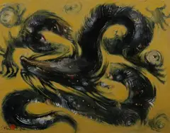 Tsolmon Damba, Dragon, Acrylic on canvas board