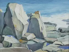 Edward Lis, Rocky Shore, Watercolor.