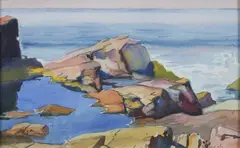 Edward Lis, Rocky Seaside, Watercolor.