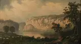 H. Vinnden, Maiden with Sheep in River Gorge, Oil on canvas