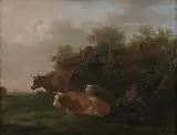 Cattle Herder at Rest by Continental School, CATTLE HERDER AT REST, oil on board., offered Sep 2012