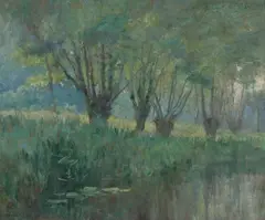 Frank A. Bicknell, Trees and Pond, Oil on canvas
