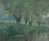 Frank A. Bicknell, Trees and Pond, Oil on canvas