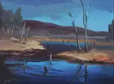 Richard G. Pitts, Desert River Landscape, Oil on canvas