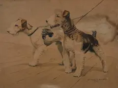 Pair of Fox Terriers by George Safford Waters, Watercolor, sold Nov 2012