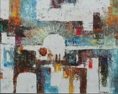 Abstract Compostion by Lucker, Oil on canvas, offered Nov 2012
