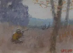Edwin Willard Deming, Turkey Shooting, Watercolor