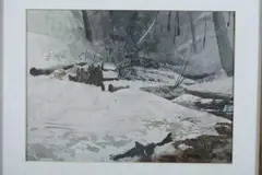 Edward Shepherd, Winter Stream, Watercolor.