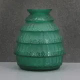 René Lalique (French 1860-1945) by René Lalique, c.1929, a 'Ferrieres' green glass vase, sold Jan 2023