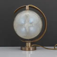 René Lalique, René Lalique (French, 1860, an unusual 'Coquilles' clear and opalescent glass table lamp
