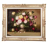 Firma Sin Identificar, Bouquet de rosas, Óleo sobre tela