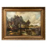 Anónimo, Reproducción de la obra The Hay Wain de John Constable (Inglaterra, 1776 - 1837), la cual se encuentra en The National Gallery en Londres, Óleo sobre tela