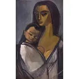 Francisco Rebés, Maternidad, Óleo sobre tela sobre masonite