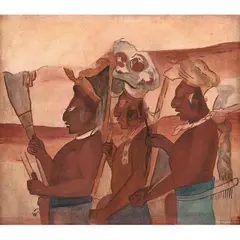 Rina Lazo, Réplica de mural de Bonampak, Óleo sobre tela