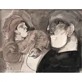 Jose Luis Cuevas, Las visitaciones del Diablo, Acuarela y tinta sobre papel