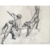 Cazadores de lobo by Vicente Rojo Almazán, 1957, Tinta sobre papel, offered Feb 2022