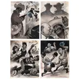 a) Inspectores...amenza pública by Ernesto "el Chango" García Cabral, Tinta sobre papel cartón, offered Feb 2022