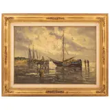 Vista de Puerto, SIGLO XX, Óleo sobre tela