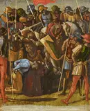 Luca Signorelli, Der Heilige Nikolaus von Bari rettet drei Ritter vor der Hinrichtung, Öltempera auf Holz