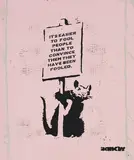 April Fools' Special by Not By Banksy By Not Not Banksy, 2019, Serigrafie auf bemaltem Karton, sold Nov 2020