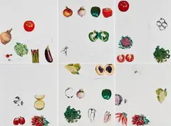 Vegetables by Jim Dine, 1969, Jeweils: Farblithografie und Collage auf Bütten, sold Nov 2020