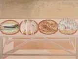Bernhard Dörries, Südliche Fische, 1977, Tempera auf Leinwand