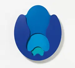 Karl Gerstner, "Algo Oval 4", 1981, Nitrofarbe auf vier Phenolharzplatten, geschichtet