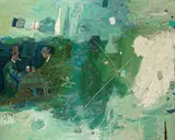 Douglas Swan, "Variation on the card players, from Paul Cezanne", 1988, Öl auf Leinwand