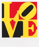 Robert Indiana, LOVE / Die Deutsche Liebe-Hommage à Documenta (German Love), 1997, Farbserigrafie auf leichtem Karton