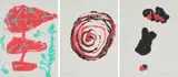 Aus: Wallenstein by A. R. Penck, 1991, Konvolut von 3 Unikat-Papiergüssen auf grauem Bütten, sold Aug 2020