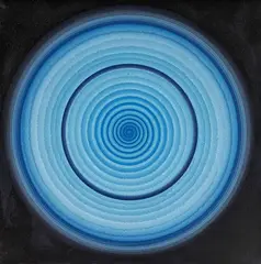 Robert (Holger Skiebe) Rotar, "Fliegkraftspirale (1967). Rotation No B17 mit blauem Kreis", 1967, Öl auf Leinwand