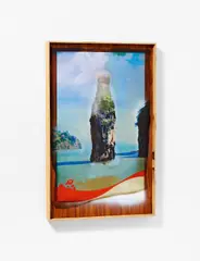 Florian Auer, Ohne Titel (island), 2011, Inkjet-Print auf Spiegel, Sprühfarbe, Holz und Mischtechnik