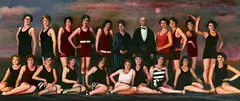 Beauty Contest by Guy Johnson, 1998, Öl auf Papier, sold Dec 2020