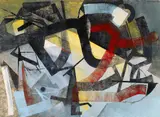 Franz Alfred Theophil Winter, "Schwarz und rot auf heller Schicht" (Komposition 91/51)