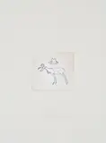 Joseph Beuys, Hirsch und Hut (Aus: Suite Zirkulationszeit), 1982, Radierung auf Papier, auf grauem Rives aufgewalzt