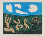 Bacchanale à l'acrobate by Pablo Picasso, 1959, Farblinolschnitt auf ARCHES (Wasserzeichen), sold Dec 2020