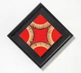 Bernard Aubertin, Dessin de feu, 2006, Angezündete Streichhölzer auf rot gestrichener Leinwand